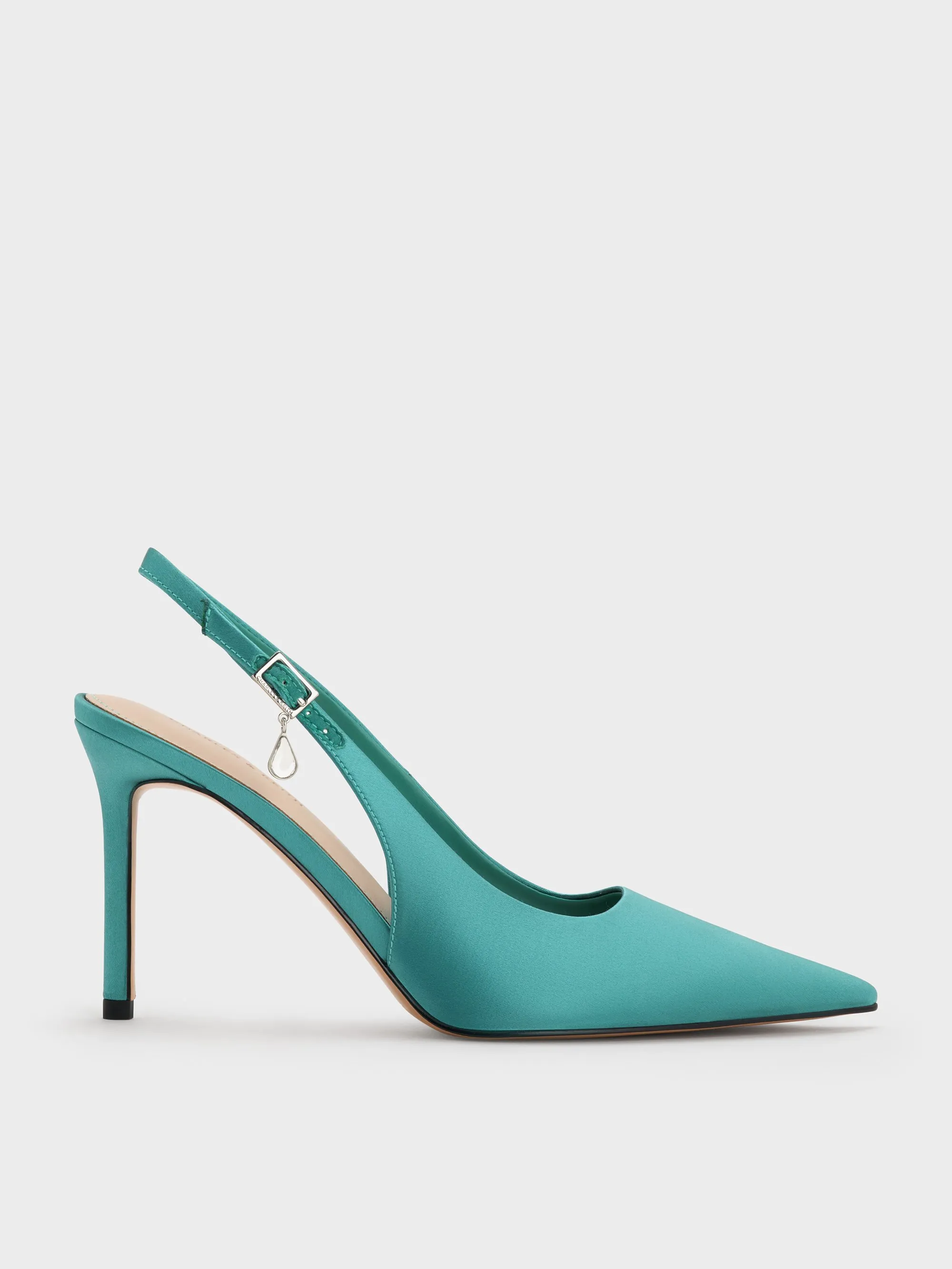 Charles & Keith - Satin Teardrop-Crystal Stiletto-Heel Slingback Pumps sold by Charles & Keith