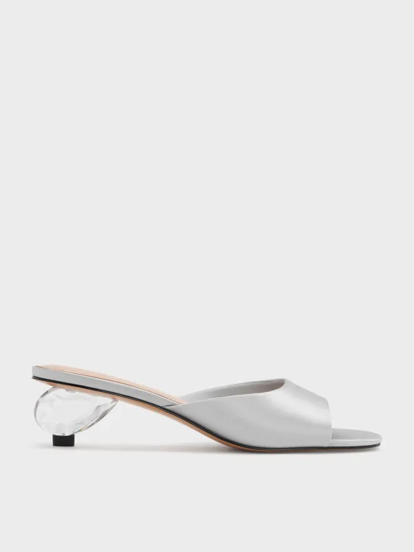 Charles & Keith - Satin Crystal-Heel Mules sold by Charles & Keith