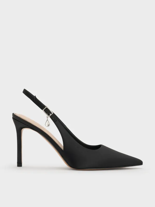 Charles & Keith - Satin Teardrop-Crystal Stiletto-Heel Slingback Pumps sold by Charles & Keith