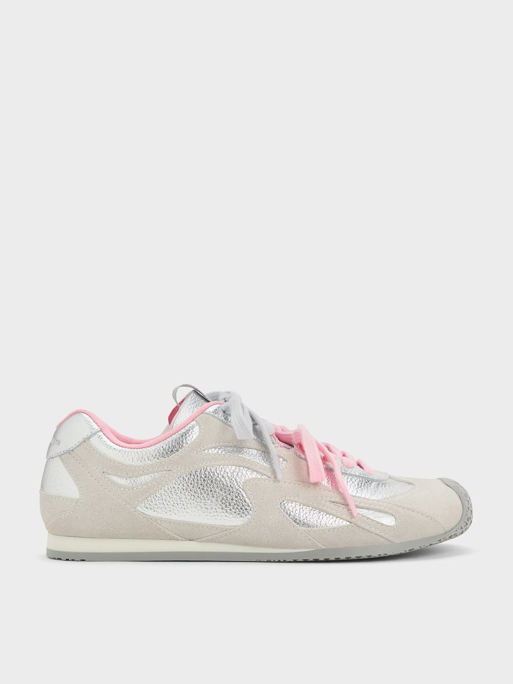 CHARLES & KEITH - Metallic Leather & Suede Double-Lace Sneakers sold by Charles & Keith