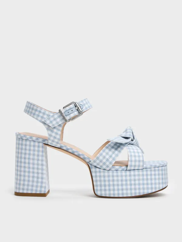 Charles & Keith - Anika Gingham Knot-Bow Platform Sandals made by Charles & Keith
