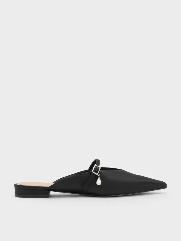 Charles & Keith - Satin Teardrop-Crystal Flat Mules sold by Charles & Keith