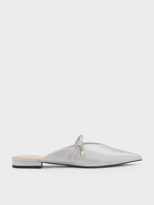 Charles & Keith - Satin Teardrop-Crystal Flat Mules sold by Charles & Keith
