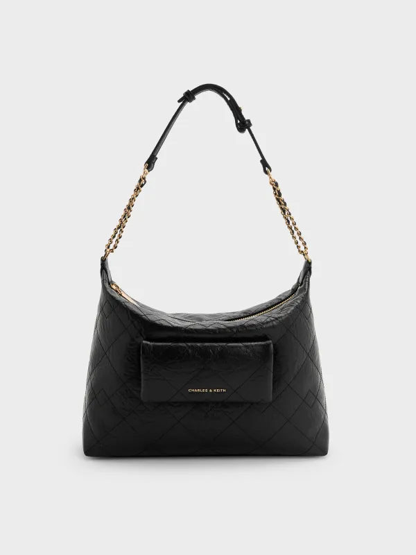 Charles & Keith - Duo Quilted Front-Pocket Hobo Bag sold by Charles & Keith