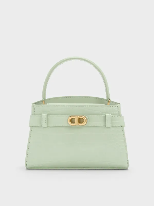 Charles & Keith - Aubrielle Croc-Effect Top Handle Bag sold by Charles & Keith