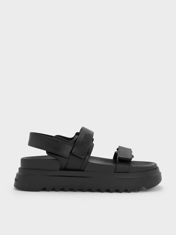 Charles & Keith - Double-Strap Ridged-Sole Flatform Sandals sold by Charles & Keith