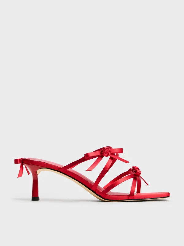 Charles & Keith - Kelis Rose-Bow Strappy Heeled Mules made by Charles & Keith