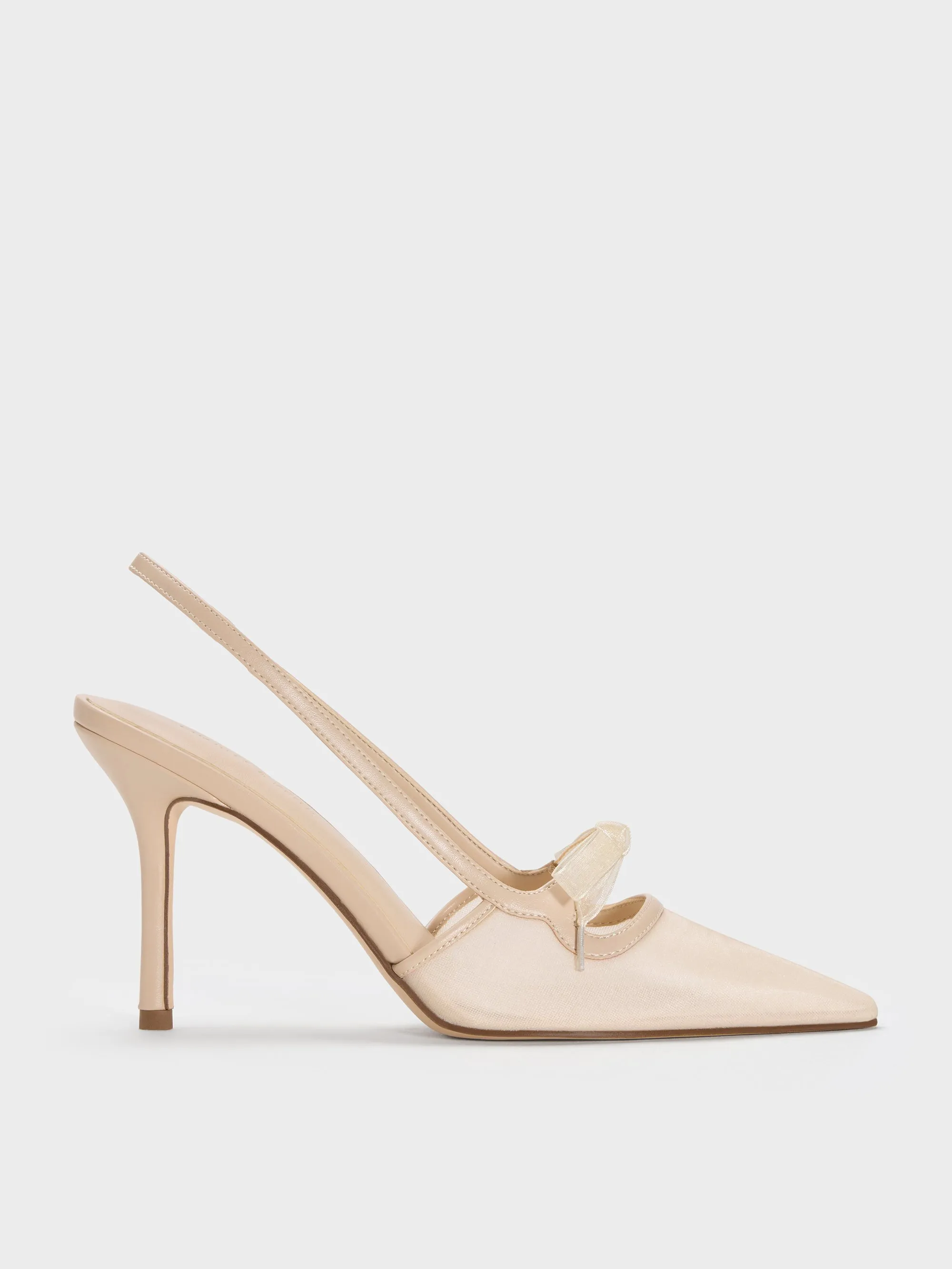 Charles & Keith - Venetia Mesh Bow Pointed Slingback Pumps sold by Charles & Keith