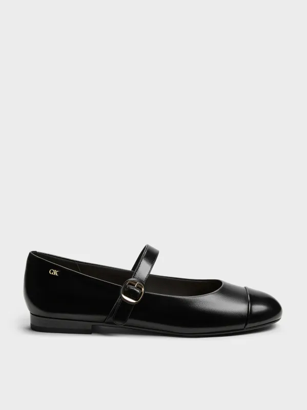 Charles & Keith - Leather Cap-Toe Mary Janes sold by Charles & Keith