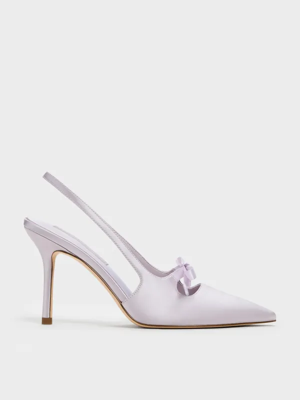 Charles & Keith - Venetia Satin Bow Pointed Slingback Pumps sold by Charles & Keith