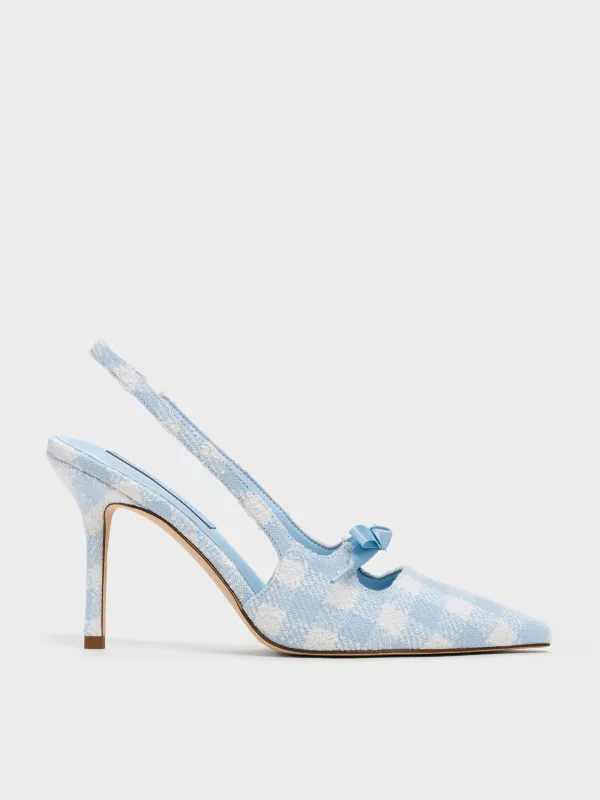 Charles & Keith - Venetia Gingham Bow Pointed Slingback Pumps sold by Charles & Keith