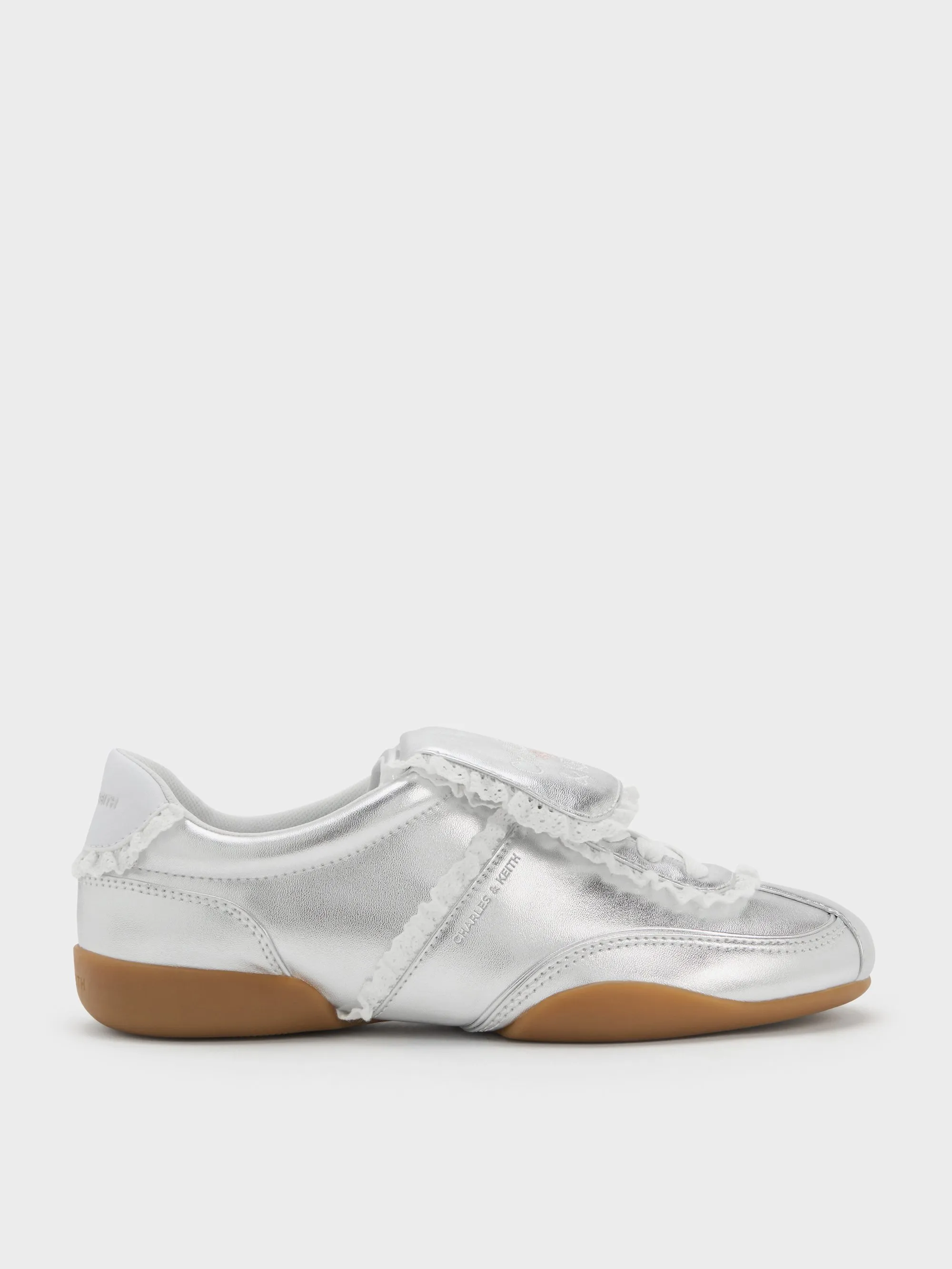 Charles & Keith - Louise Lace-Trim Sneakers sold by Charles & Keith