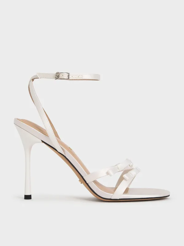 Charles & Keith - Jessy Recycled Polyester Bow Ankle-Strap Stiletto-Heel Sandals sold by Charles & Keith