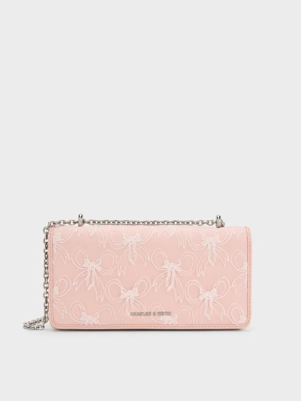 Charles & Keith - Paffuto Embroidered-Mesh Wallet On Chain sold by Charles & Keith