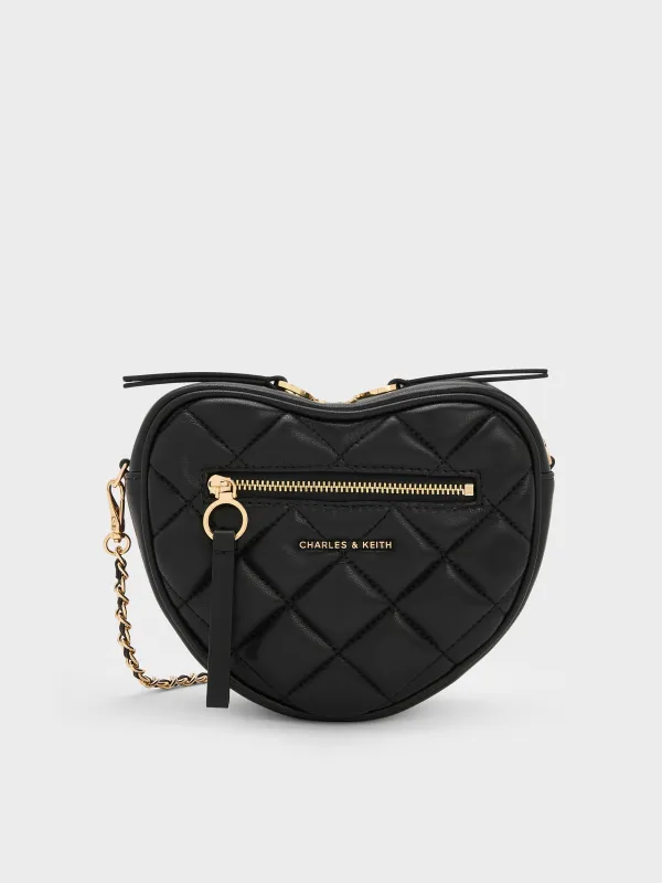 Charles & Keith - Paffuto Quilted Heart Crossbody Bag sold by Charles & Keith