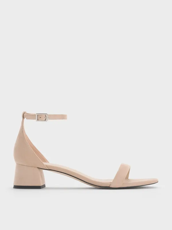 Charles & Keith - Faux Suede Block-Heel Ankle-Strap Sandals sold by Charles & Keith