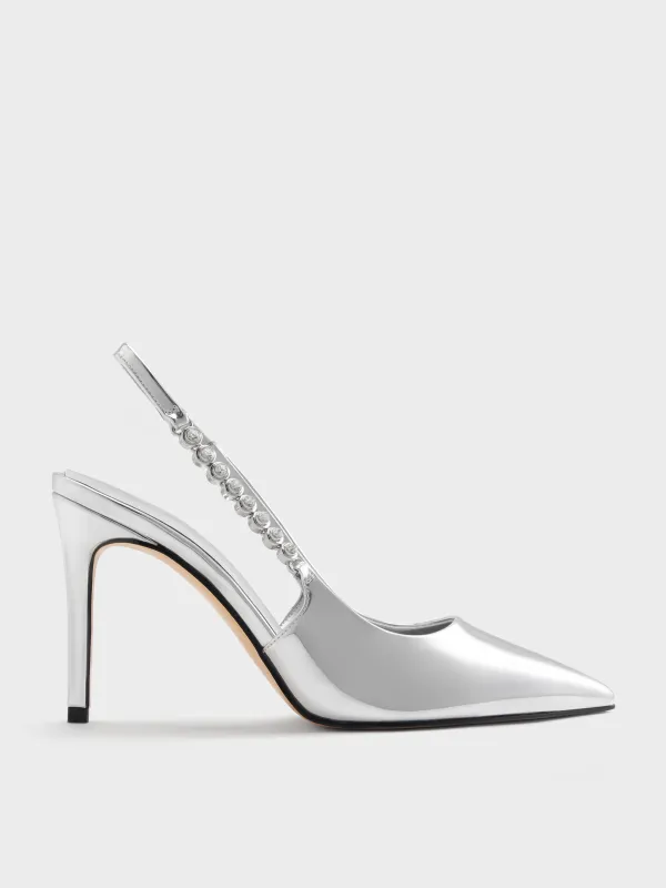 Charles & Keith - Flores Metallic Gem-Strap Slingback Pumps sold by Charles & Keith