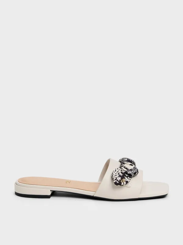 Charles & Keith - Tayari Leather Printed-Strap Slide Sandals sold by Charles & Keith