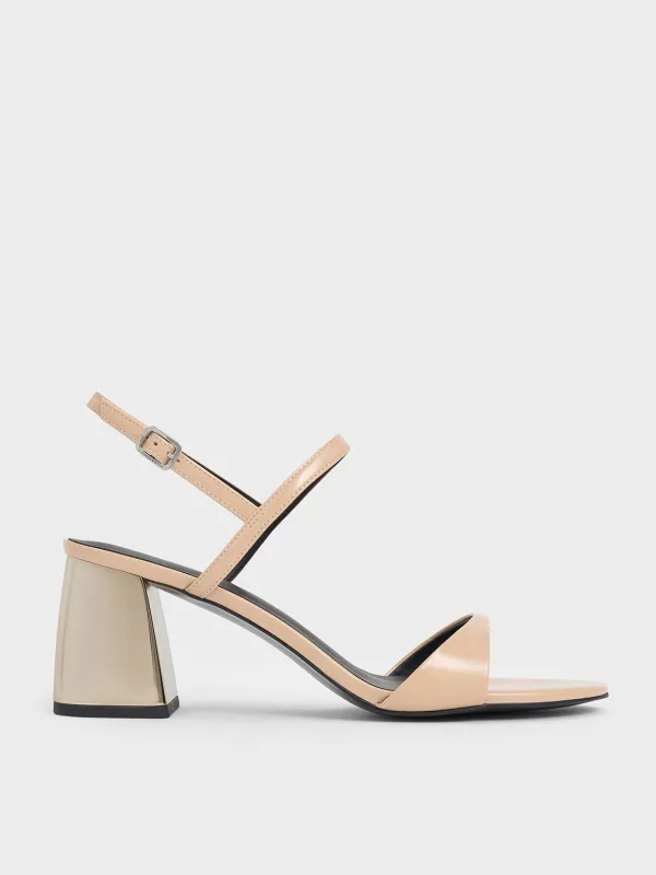 Charles & Keith - Patent Metallic-Heel Slingback Sandals sold by Charles & Keith
