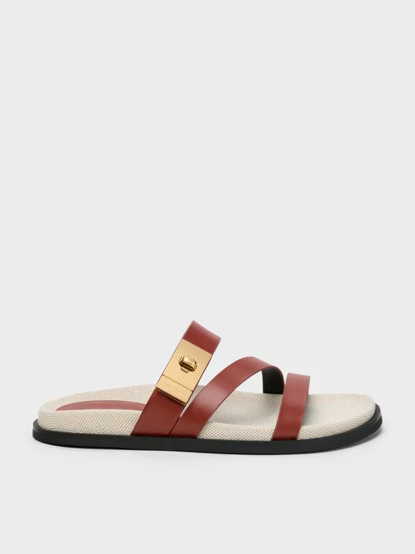 Charles & Keith - Aelin Canvas Metallic-Buckle Strappy Sandals sold by Charles & Keith