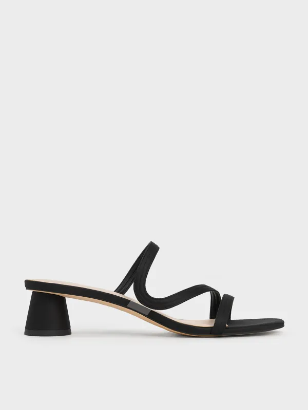 Charles & Keith - Arden Satin Wavy Strap Mules sold by Charles & Keith