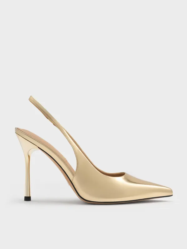 Charles & Keith - Metallic Leather Slingback Stiletto Pumps sold by Charles & Keith