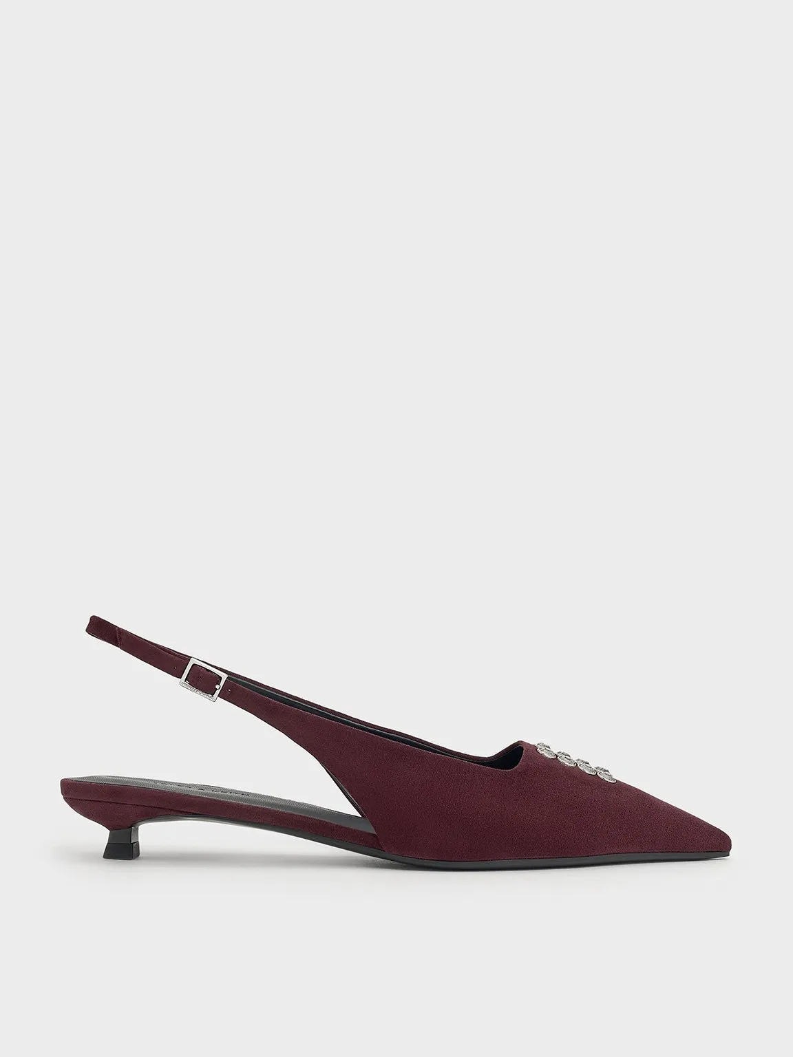Charles & Keith - Faux Suede Crystal-Embellished Slingback Pumps sold by Charles & Keith