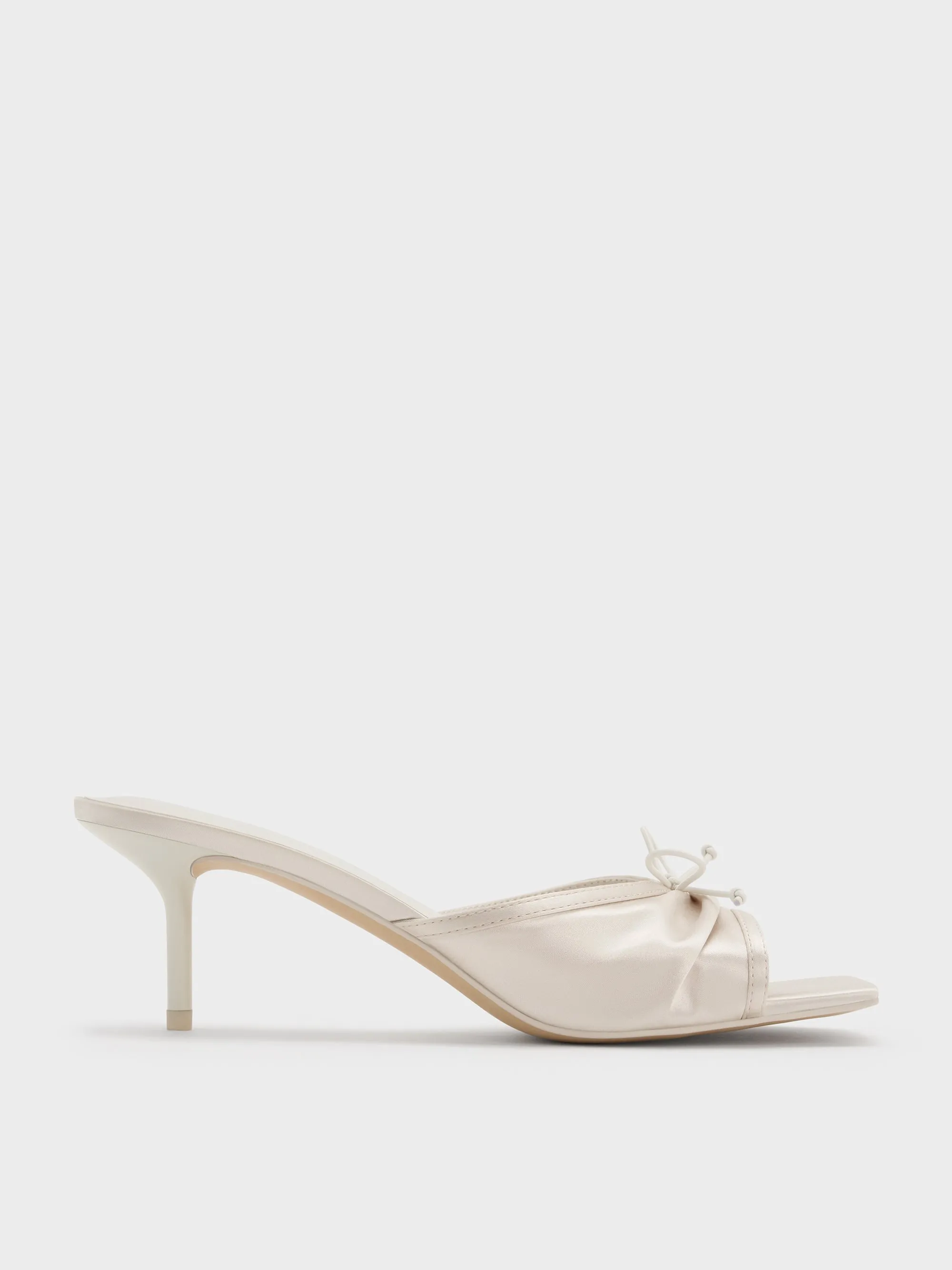 Charles & Keith - Sadira Satin Ruched Bow Heeled Mules sold by Charles & Keith