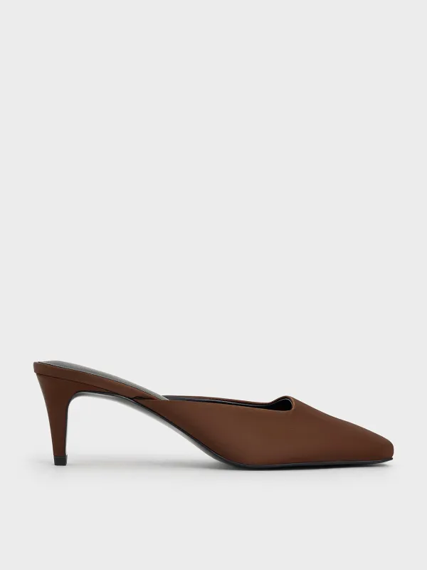 Charles & Keith - Satin Square-Toe Blade-Heel Mules sold by Charles & Keith