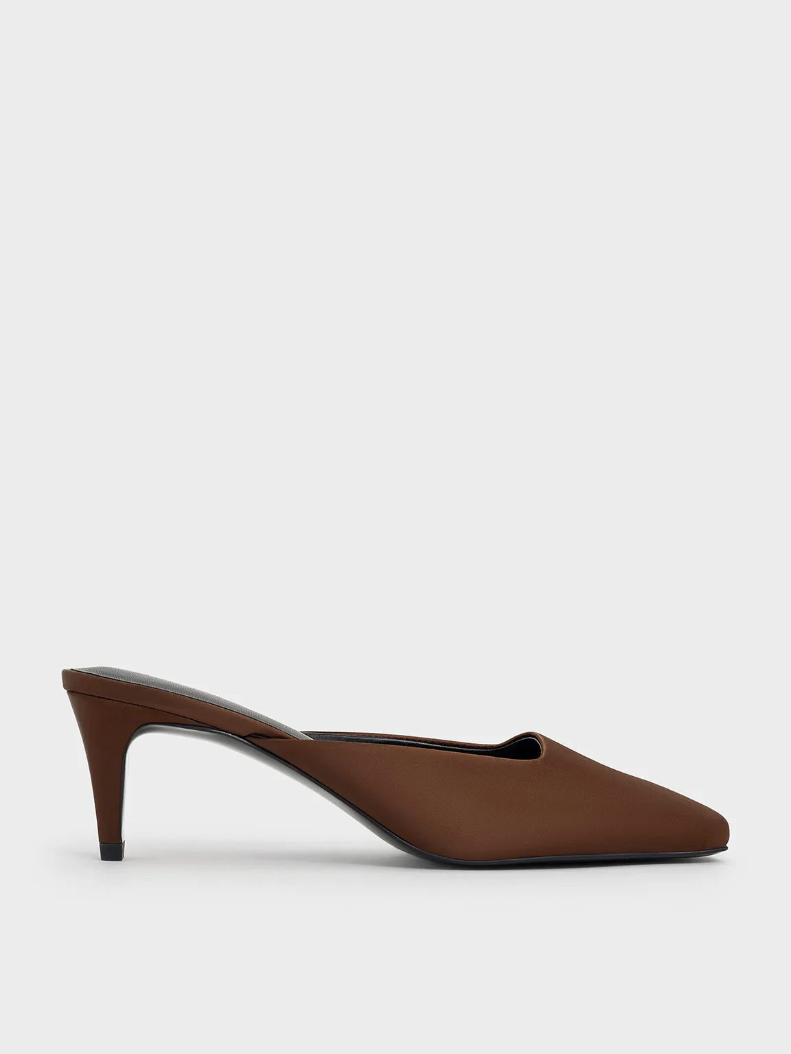 Charles & Keith - Satin Square-Toe Blade-Heel Mules sold by Charles & Keith