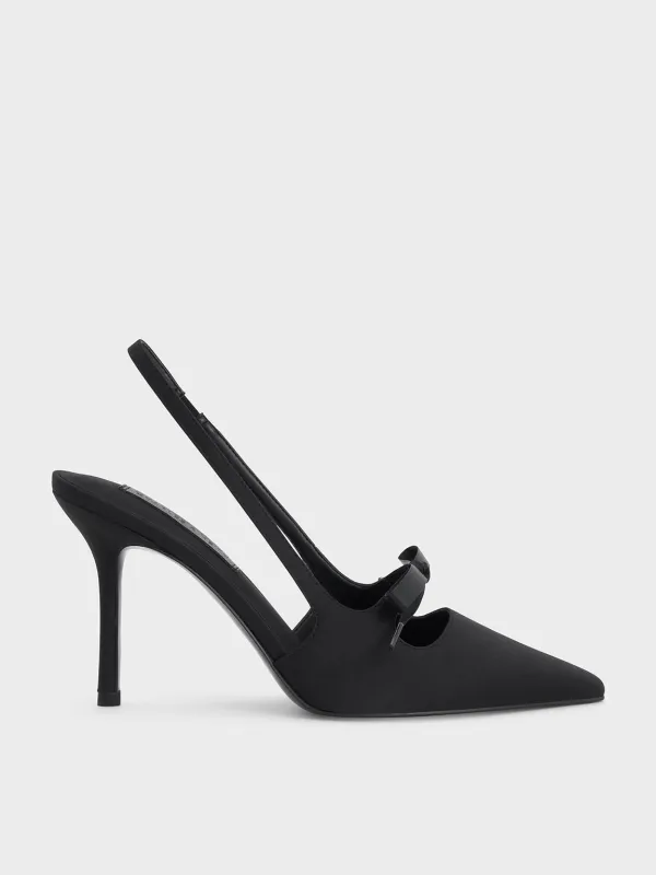 Charles & Keith - Venetia Satin Bow Pointed Slingback Pumps sold by Charles & Keith