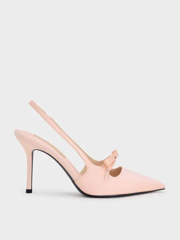 Charles & Keith - Venetia Satin Bow Pointed Slingback Pumps sold by Charles & Keith