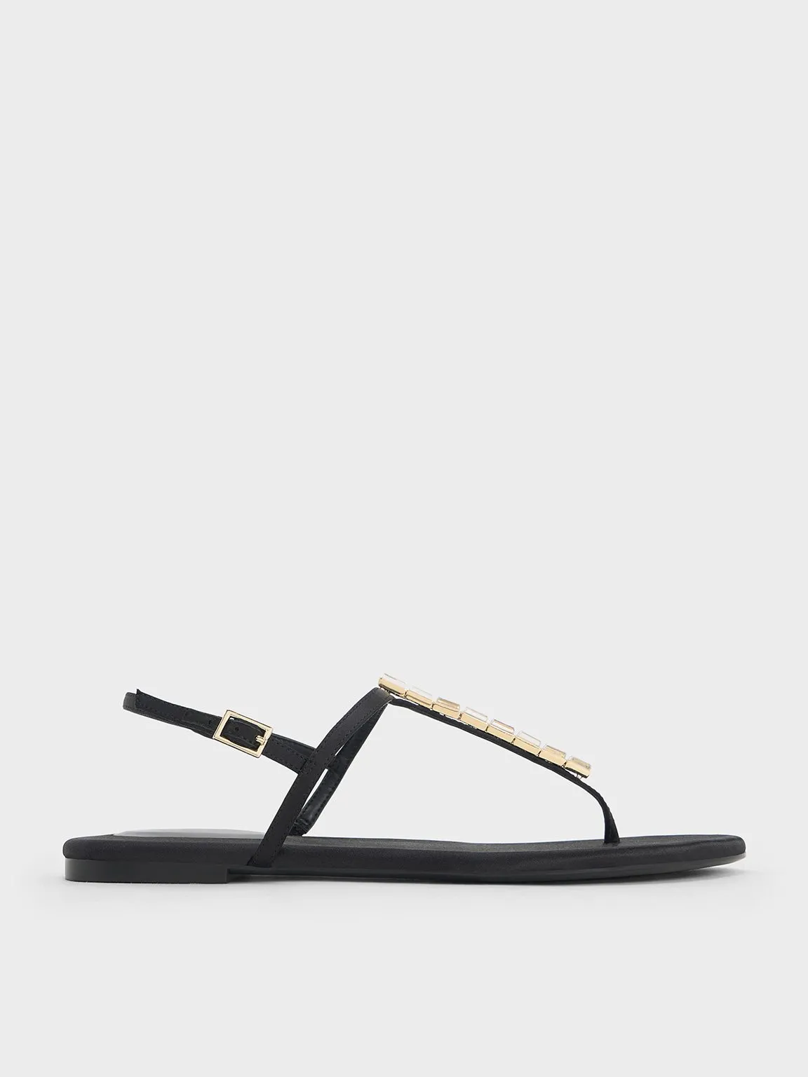 Charles & Keith - Satin Crystal-Embellished Thong Slingback Sandals sold by Charles & Keith