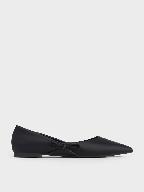 Charles & Keith - Satin Bow Pointed-Toe Flats sold by Charles & Keith