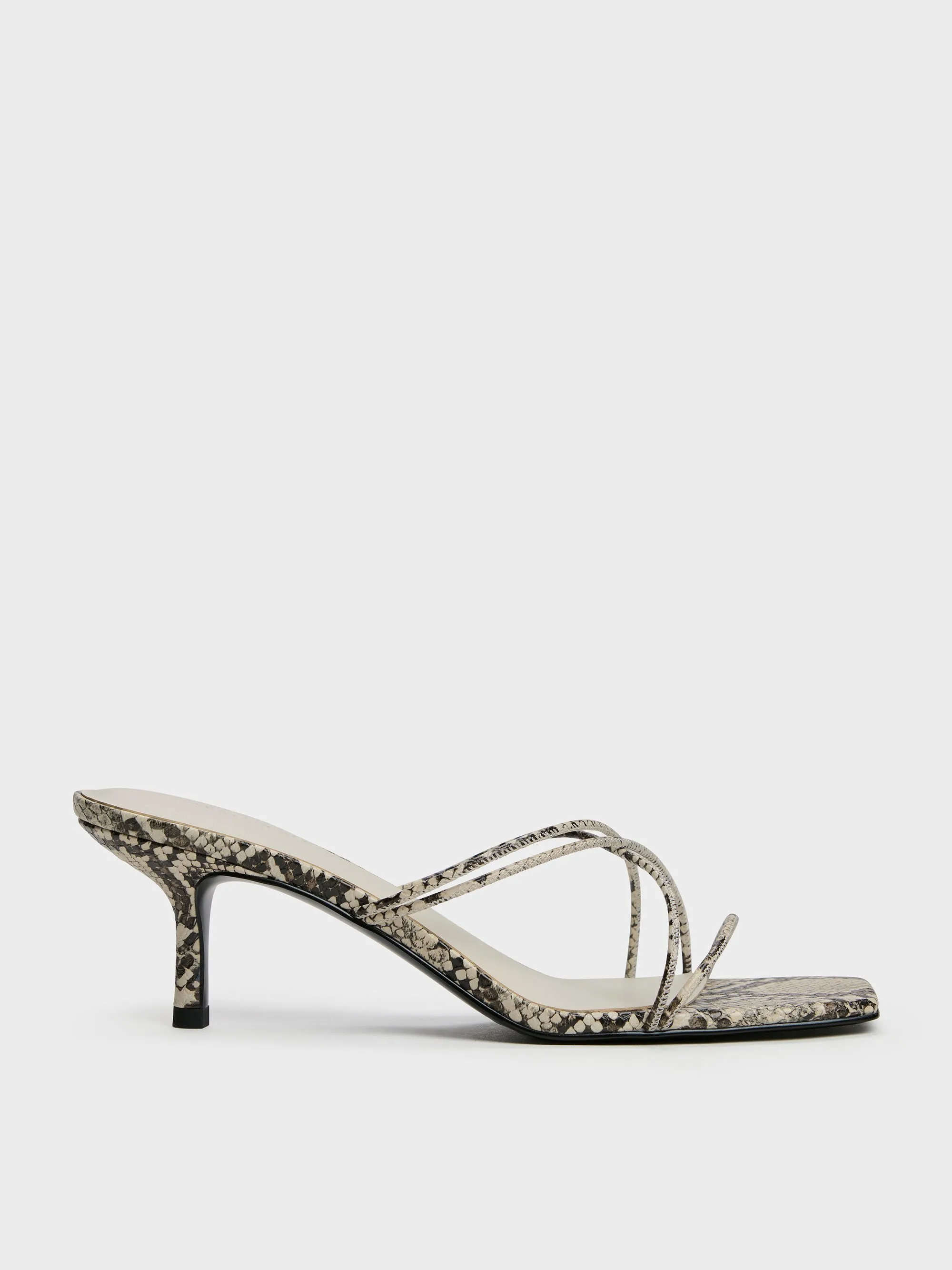 CHARLES & KEITH - Snake-Print Strappy Heeled Sandals sold by Charles & Keith