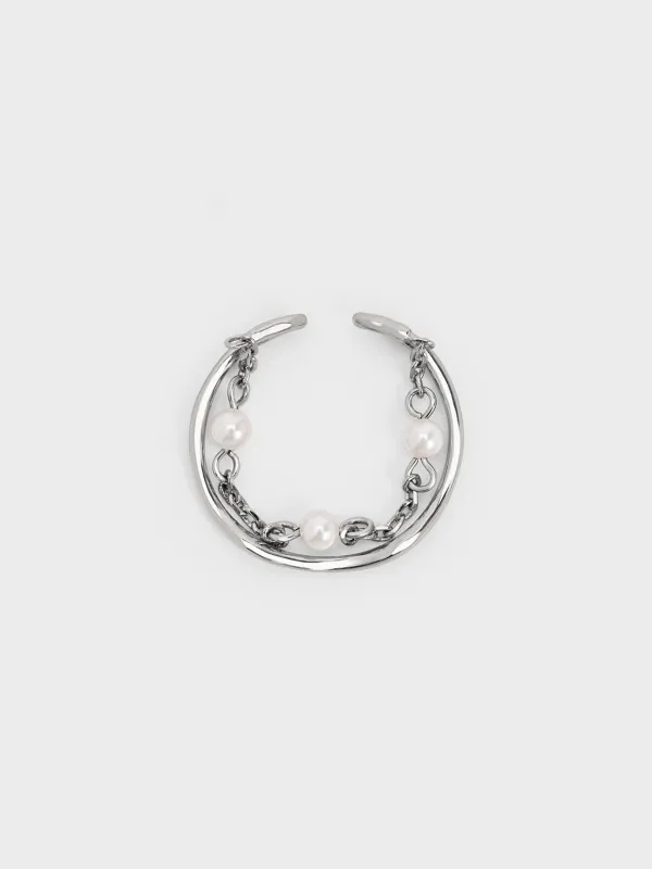 Charles & Keith - Corrine Pearl Chain-Link Double Ring made by Charles & Keith