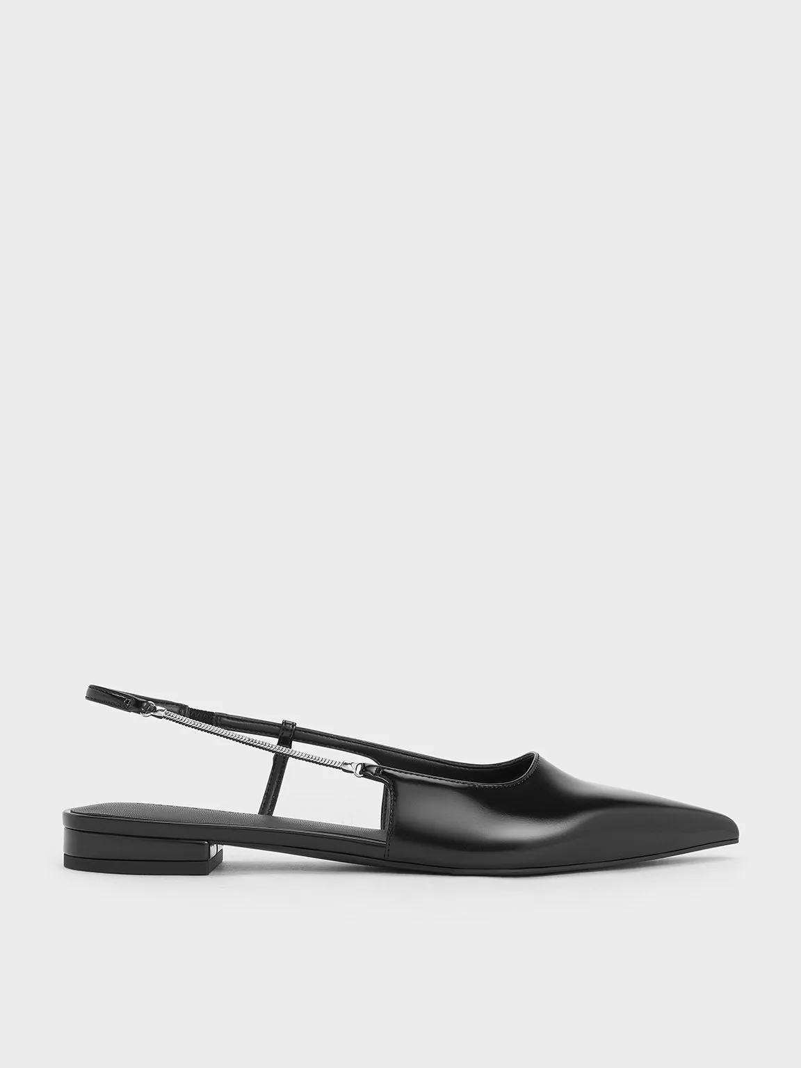 Charles & Keith - Chain-Strap Pointed-Toe Slingback Flats sold by Charles & Keith