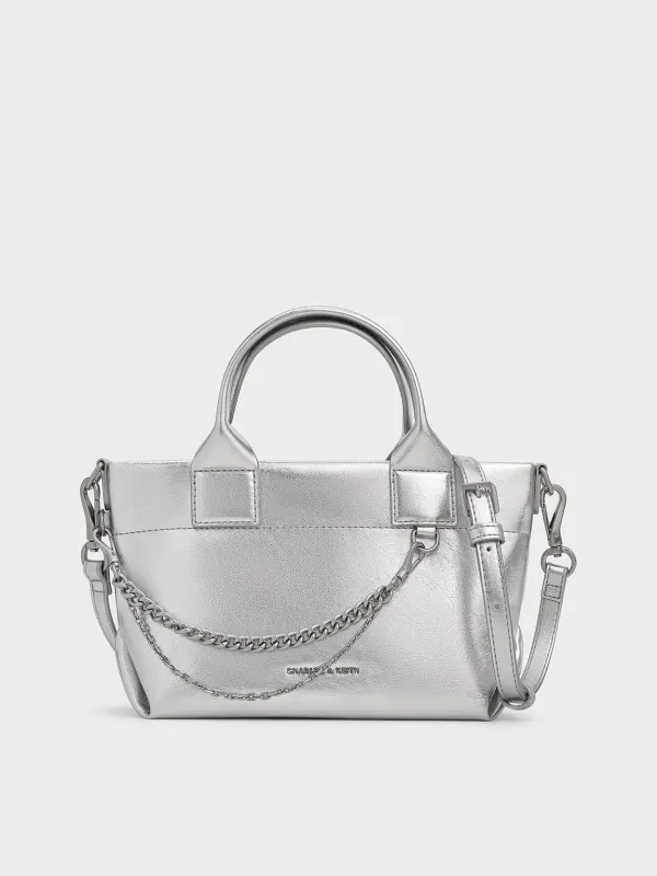 Charles & Keith - Atwood Crinkle-Effect Chain-Embellished Tote Bag sold by Charles & Keith