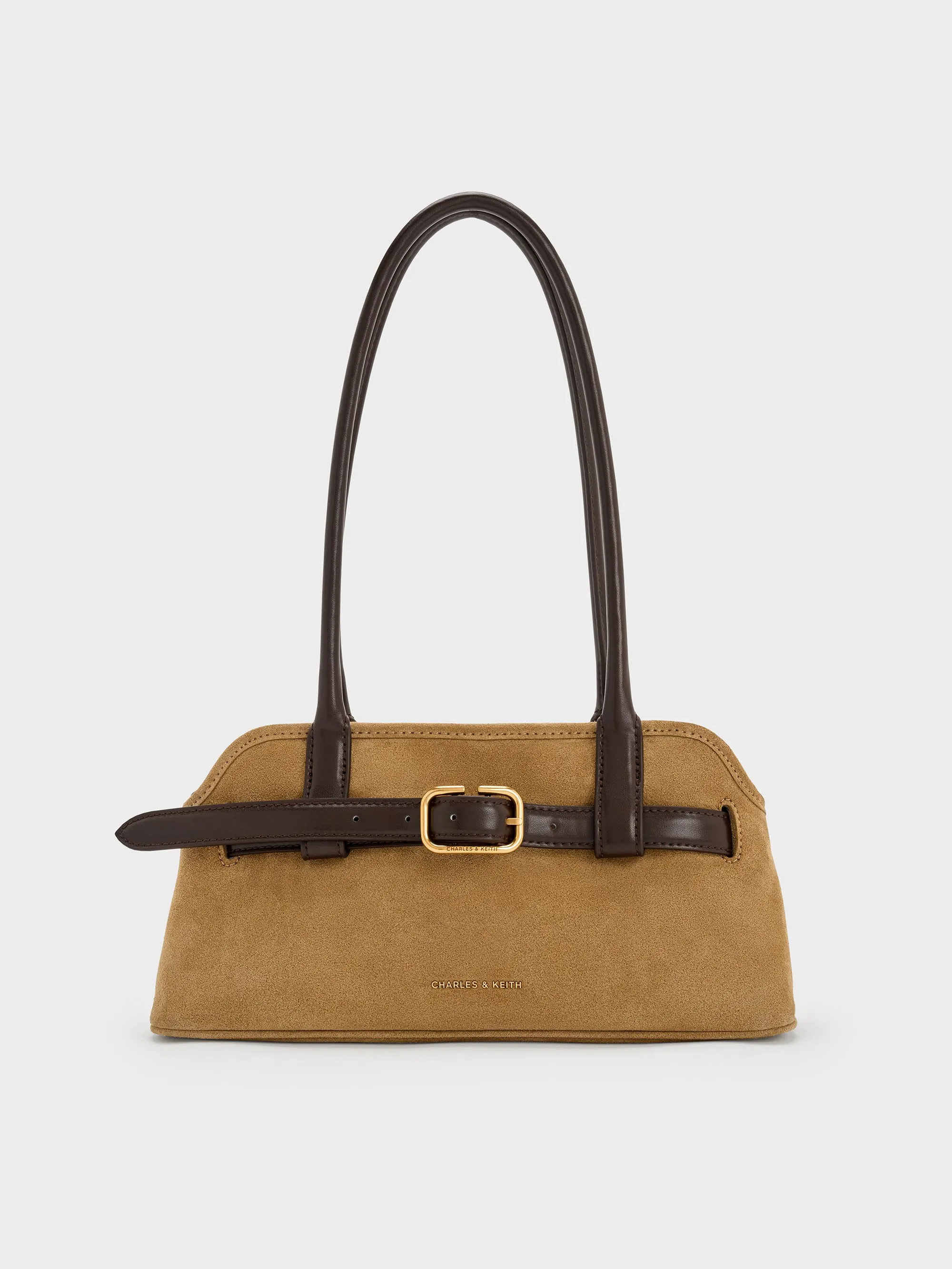 Charles & Keith - Victoria Recycled Suede Belted Elongated Shoulder Bag sold by Charles & Keith