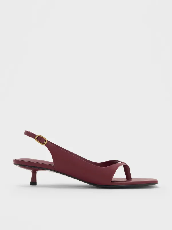 Charles & Keith - Rayne Square-Toe Kitten-Heel Thong Slingback Sandals made by Charles & Keith