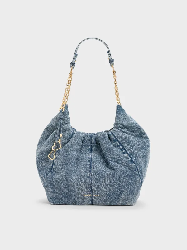Charles & Keith - Ciara Denim Ruched Hobo Bag made by Charles & Keith