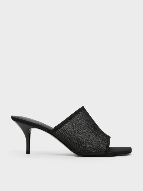 Charles & Keith - Glittered Mesh Heeled Mules sold by Charles & Keith