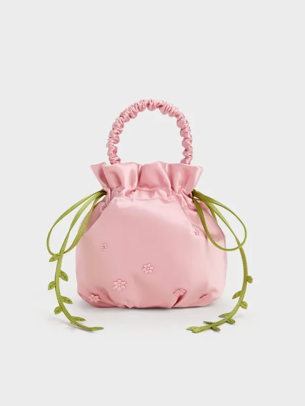 Charles & Keith - Mabel Satin Floral-Vine Bucket Bag sold by Charles & Keith
