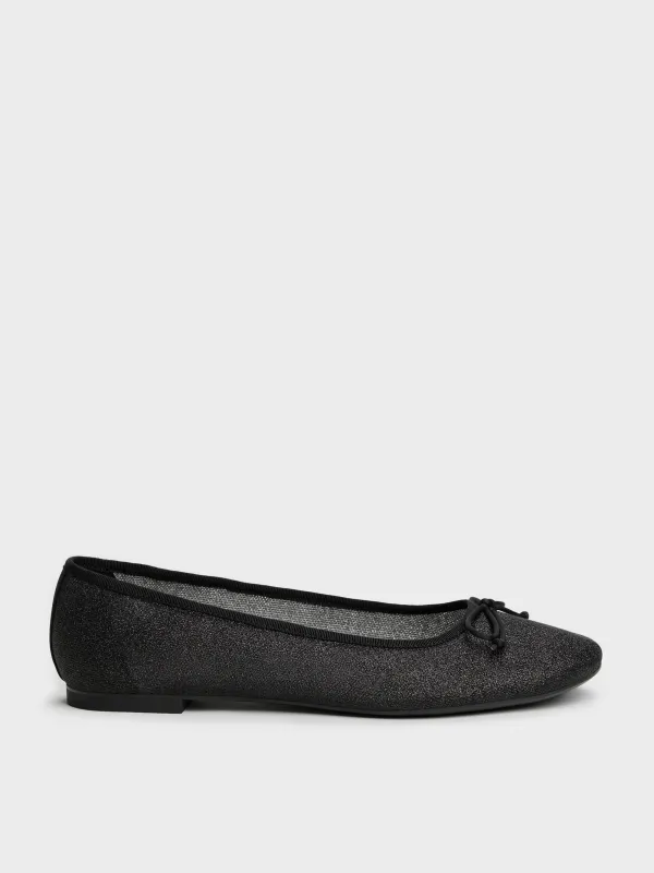 Charles & Keith - Glittered Mesh Bow Ballet Flats sold by Charles & Keith