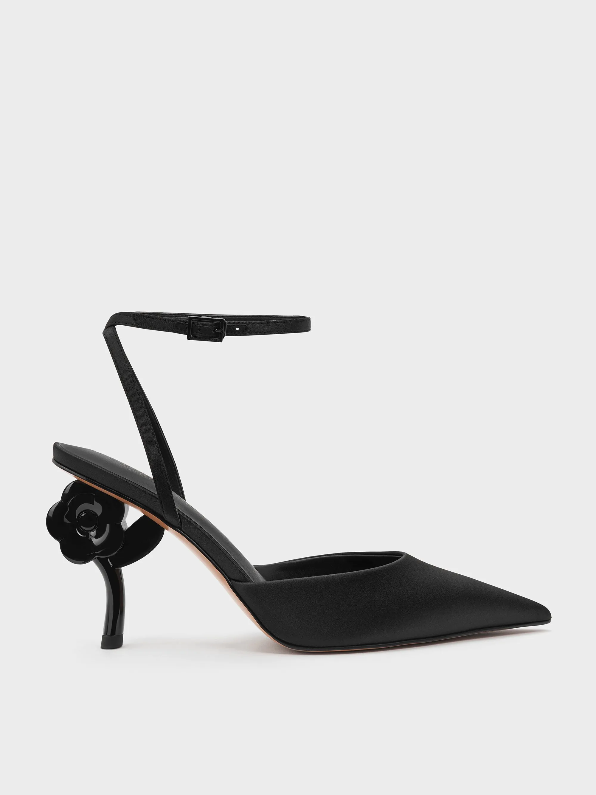 Charles & Keith - Pointed Flower-Heel Ankle-Strap Pumps sold by Charles & Keith
