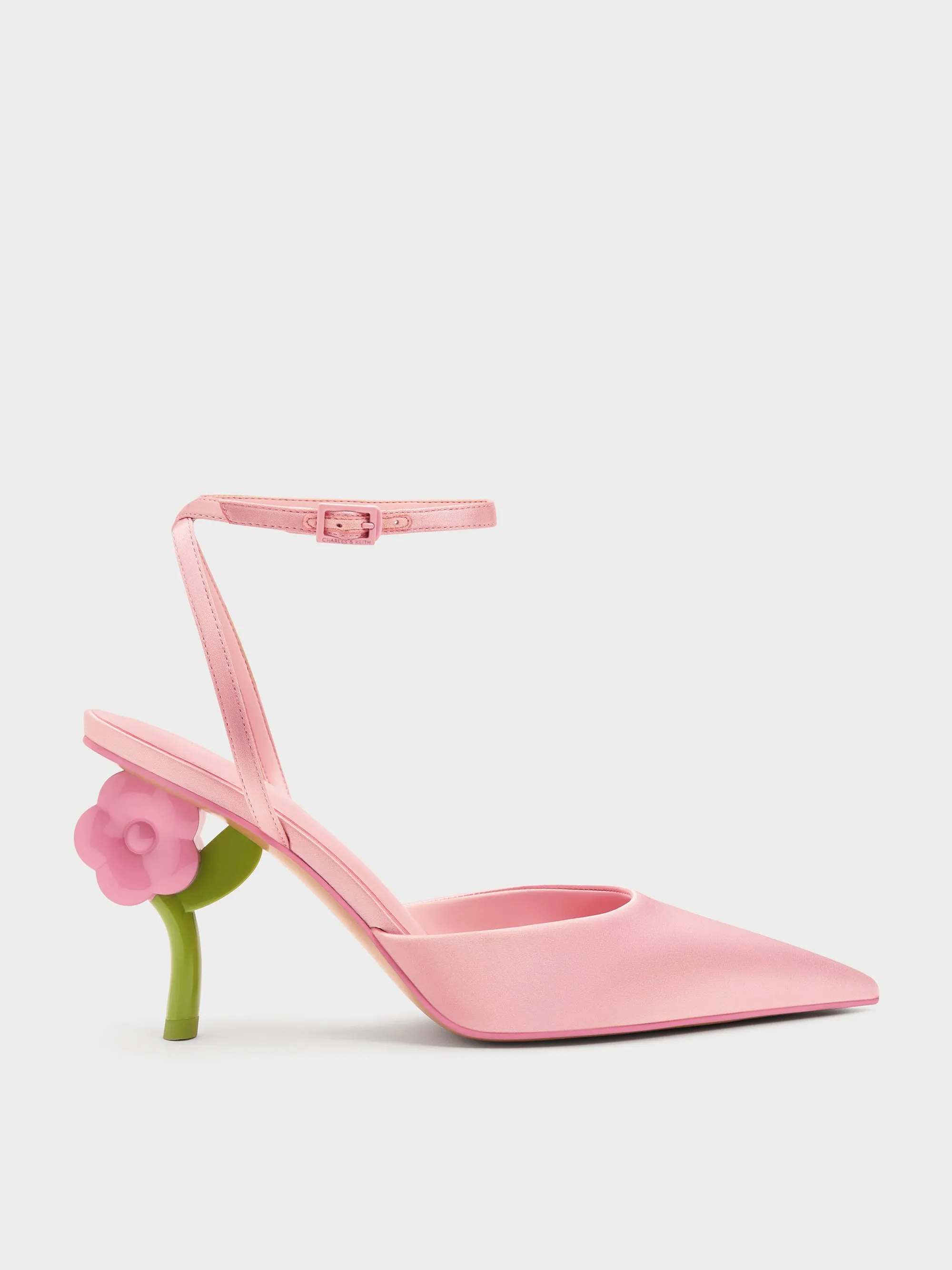 Charles & Keith - Pointed Flower-Heel Ankle-Strap Pumps sold by Charles & Keith