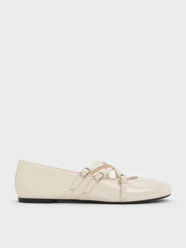 Charles & Keith - Triple-Strap Crossover Mary Jane Flats sold by Charles & Keith