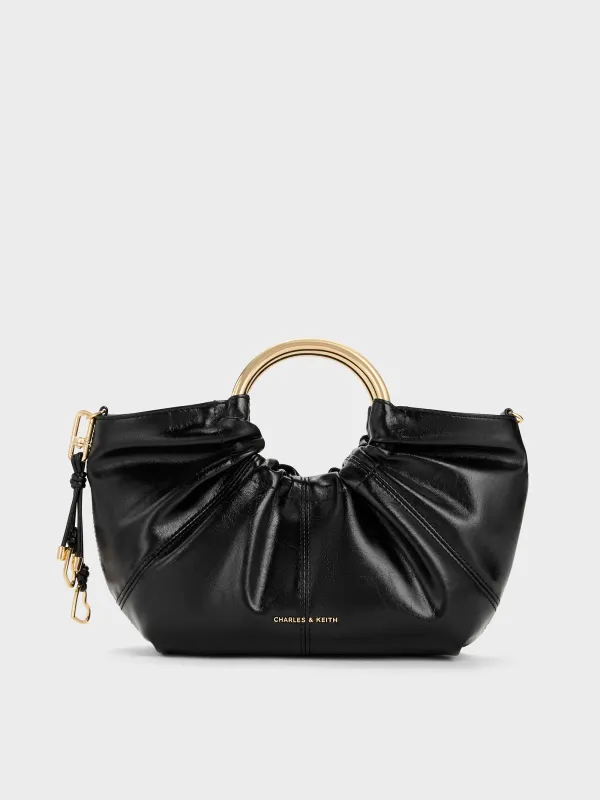 Charles & Keith - Ciara Ruched Metal Top Handle Bag sold by Charles & Keith