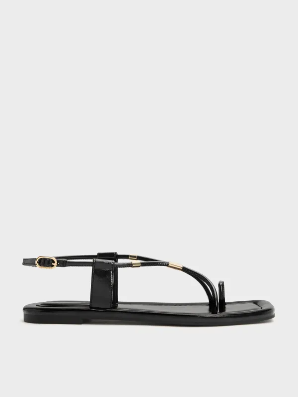 Charles & Keith - Metallic-Accent Toe-Ring Sandals sold by Charles & Keith
