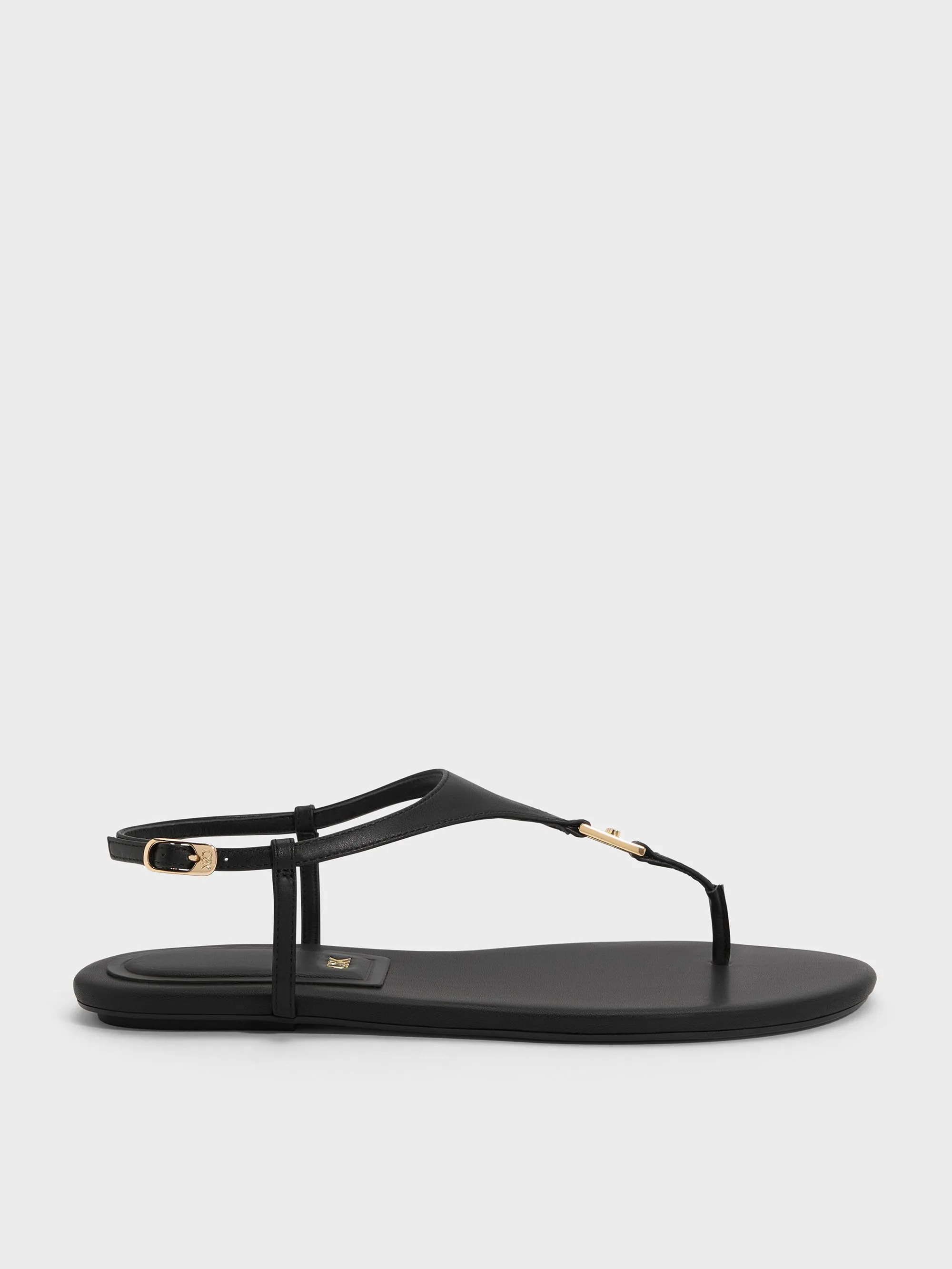 Charles & Keith - Leather T-Bar Thong Sandals sold by Charles & Keith
